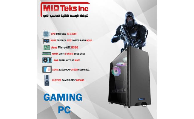 Gaming Desktop (MID-20) , CPU INTEL I5-9400F, DDR4 /16GB ,SSD 256GB ,GTTX 1050TI ,ASUS MB B360M,Power Supply 550W,HUNTKEY GAMING CASE GS500C